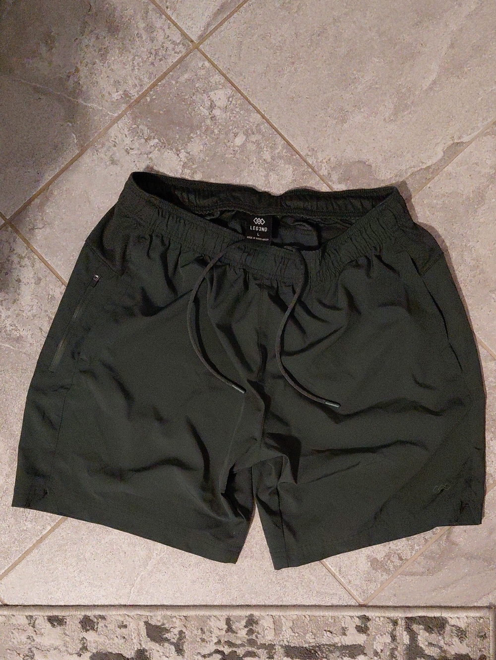 Legend Men's Dark Green Athletic Shorts with Drawcord Waist Size Large